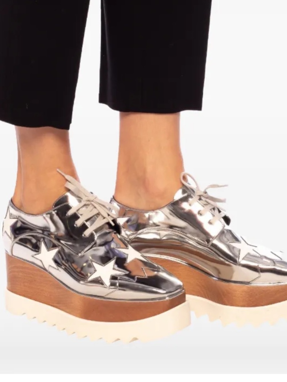 Stella McCartney Elyse Stars Mirror Lace Up Platforms - Picture 14 of 14